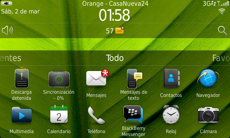 BlackBerry Torch 9860 - Pantalla principal