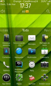 BlackBerry Torch 9860 - Pantalla principal