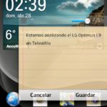 LG Optimus L9 - Qslide app Notas