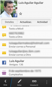 BlackBerry Z10: Aplicación de contactos