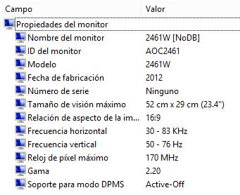 Propiedades del monitor