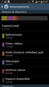 Espacio libre en Galaxy S4