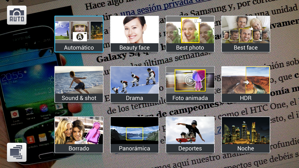 Samsung Galaxy S4: Modos de la cámara