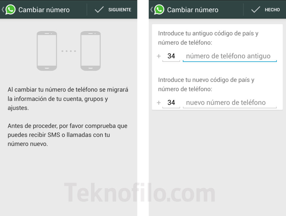 whatspp cambio de numero