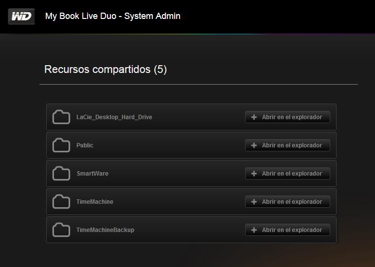 Análisis del NAS WD My Book Live Duo con 8 TB Carpetas vía web