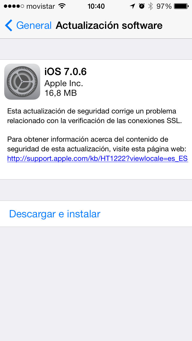 Actualización iOS 7.0.6