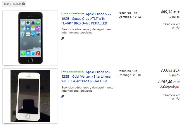 iPhone con Flappy Bird en eBay