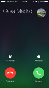 Pantalla de llamada en iOS 7