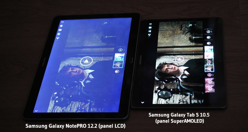 Pantalla Galaxy NotePRO (LCD) vs Galaxy Tab S (SuperAMOLED)