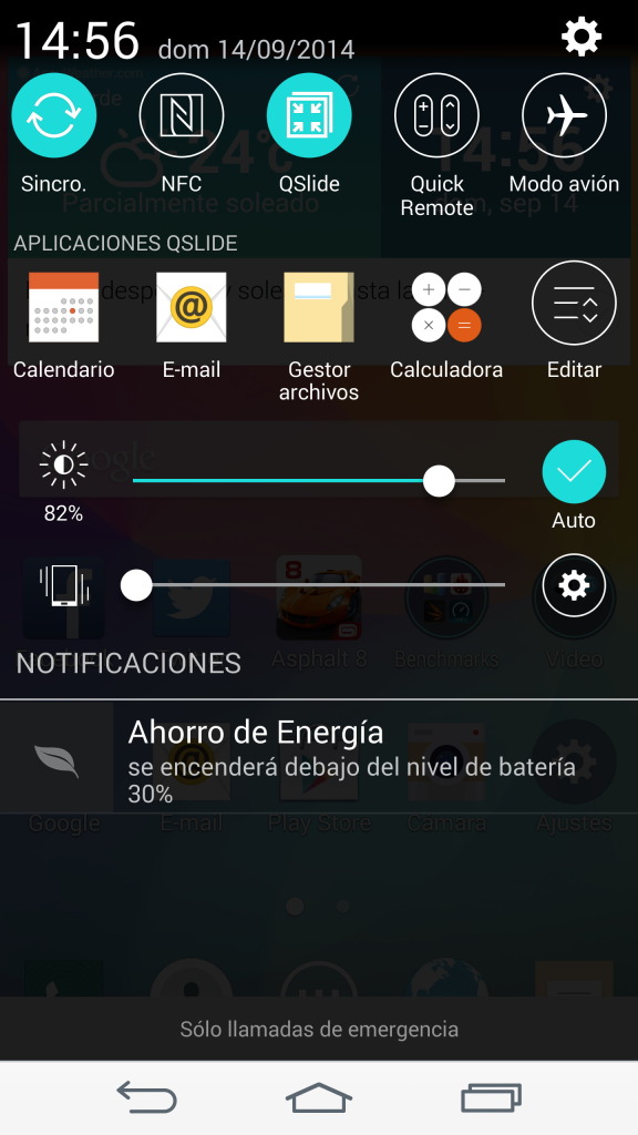 Panel de notificaciones