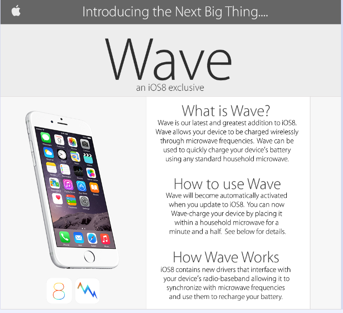 El póster falso de la funcionalidad Wave de iOS 8