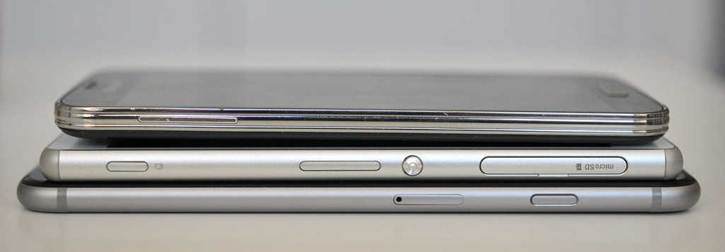 iPhone 6 Plus, Sony Xperia Z3 y Samsung Galaxy S5