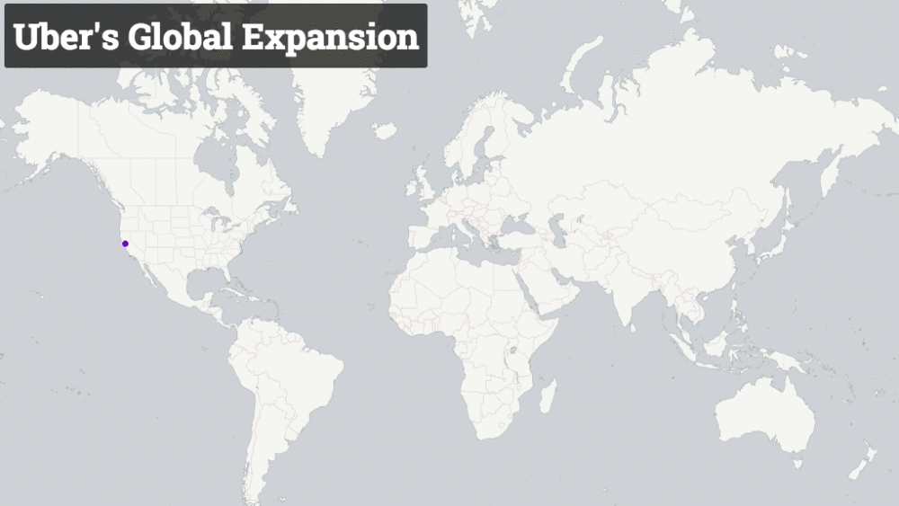La expansión global de Uber mostrada en cinco segundos Uber