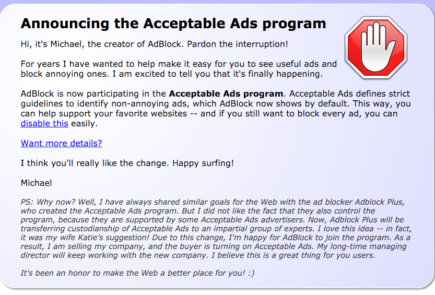 El creador de AdBlock vende la compañía a un comprador desconocido, cuya primera acción es activar por defecto los «anuncios aceptables»