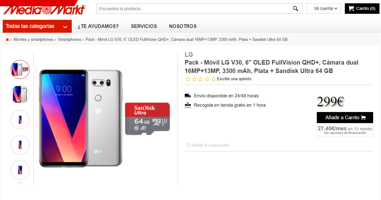 MediaMarkt rebaja LG V30 a 299€ y crea indignación entre clientes por no servir los -