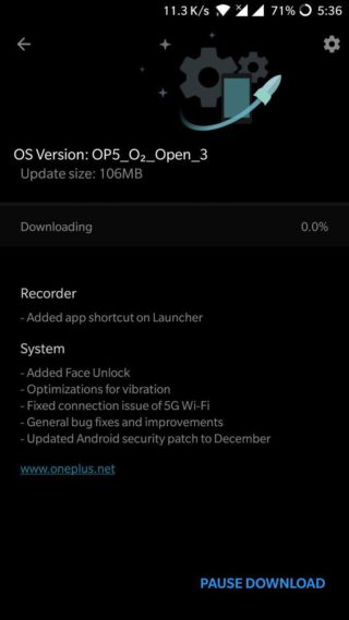 OnePlus 5 update Open Beta 3