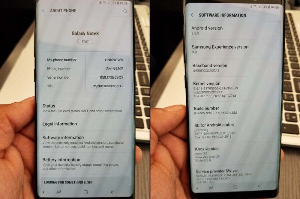 Android Oreo en el Samsung Galaxy Note8