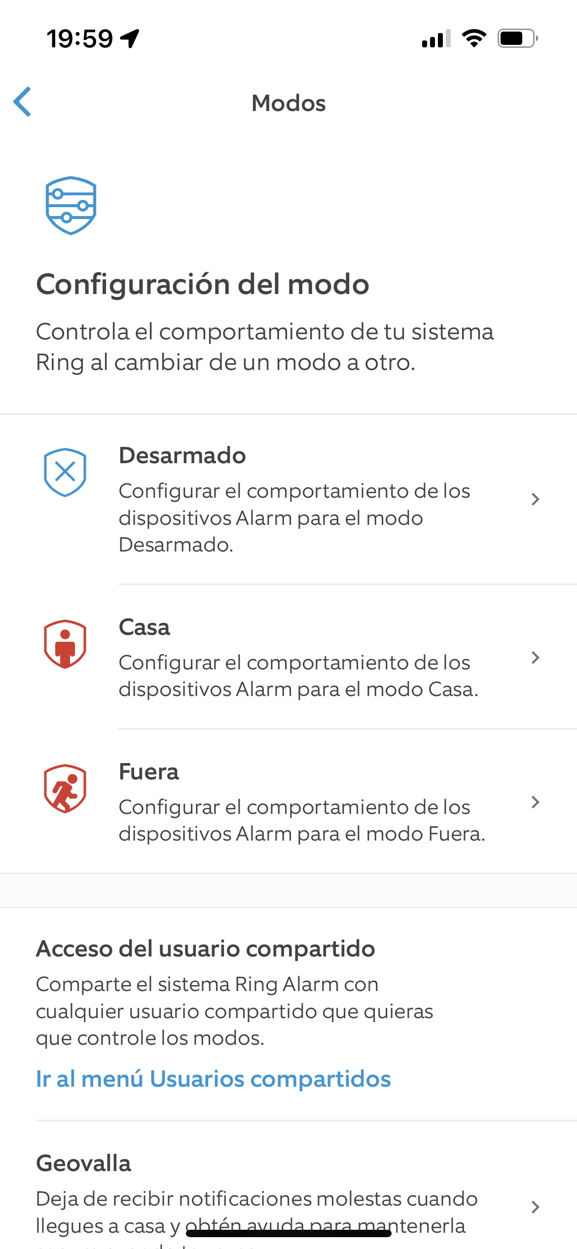 Sistema de Seguridad Ring Configuracion 