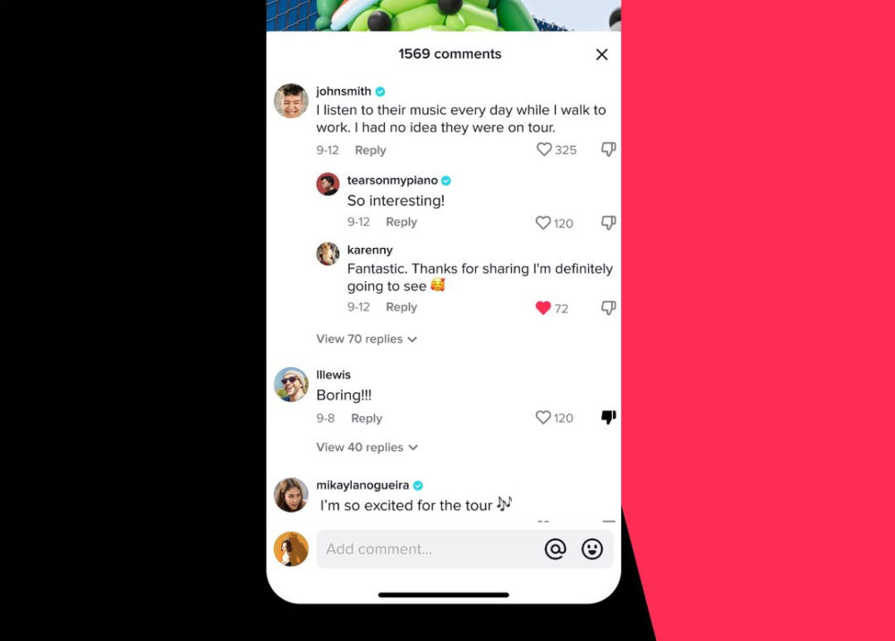 TikTok: Ya puedes puedes dar un «no me gusta» a un comentario