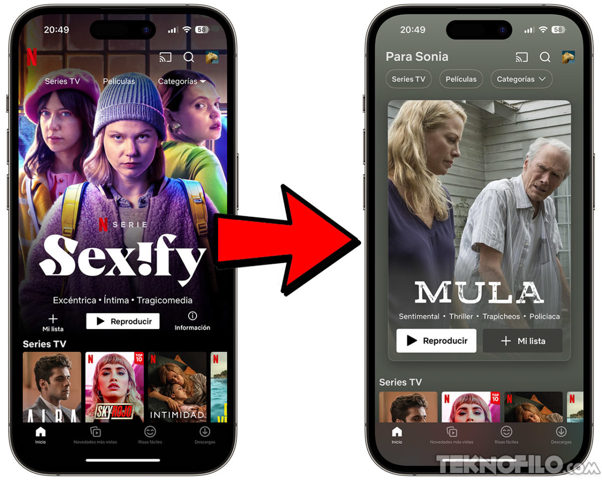 Netflix estrena un nuevo diseño más fluido en su app de iPhone
