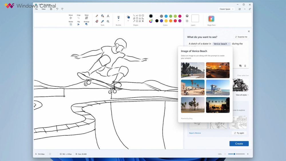 Microsoft Paint podría recibir funcionalidades de IA generativa en Windows 11