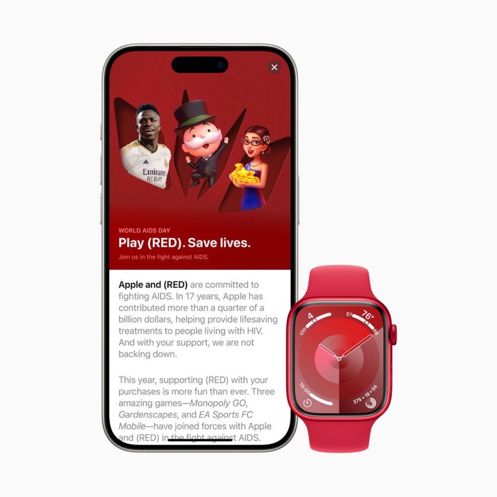 El Apple Watch Series 9 se viste de rojo para apoyar la lucha contra el SIDA