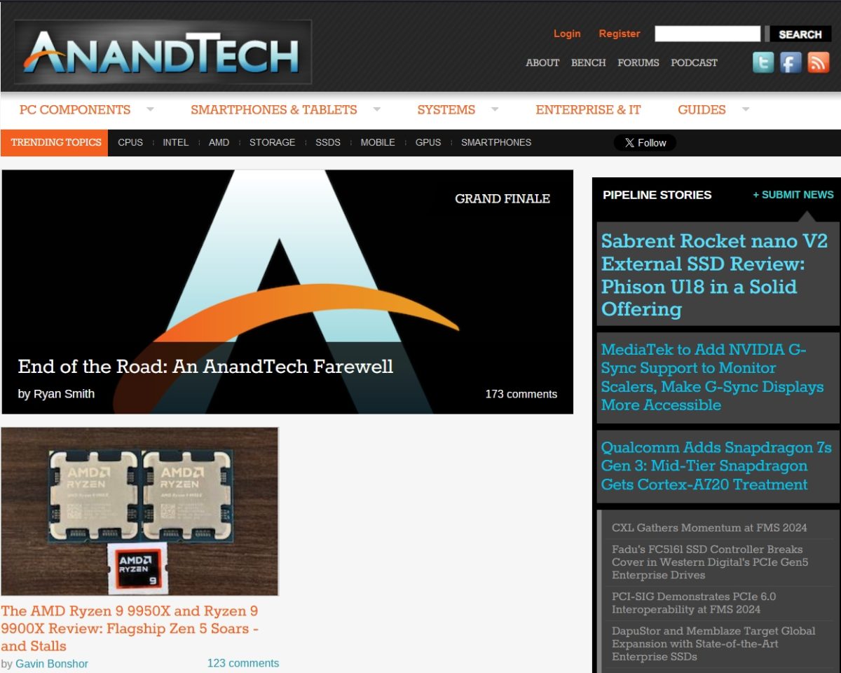 El cierre de la web AnandTech: Adiós a casi 30 años de cobertura ...