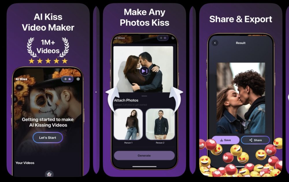 ¿Besar a tu crush con un clic? La nueva moda de las apps de IA que generan vídeos besándote con quien quieras