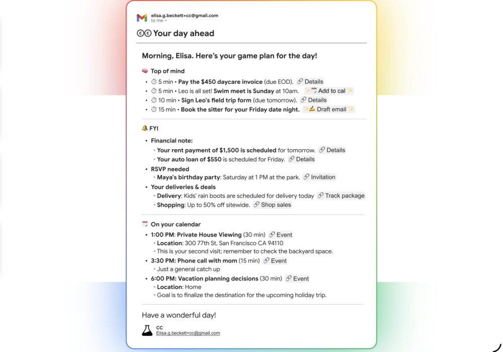 Google CC: el nuevo asistente con IA que organiza tu día automáticamente