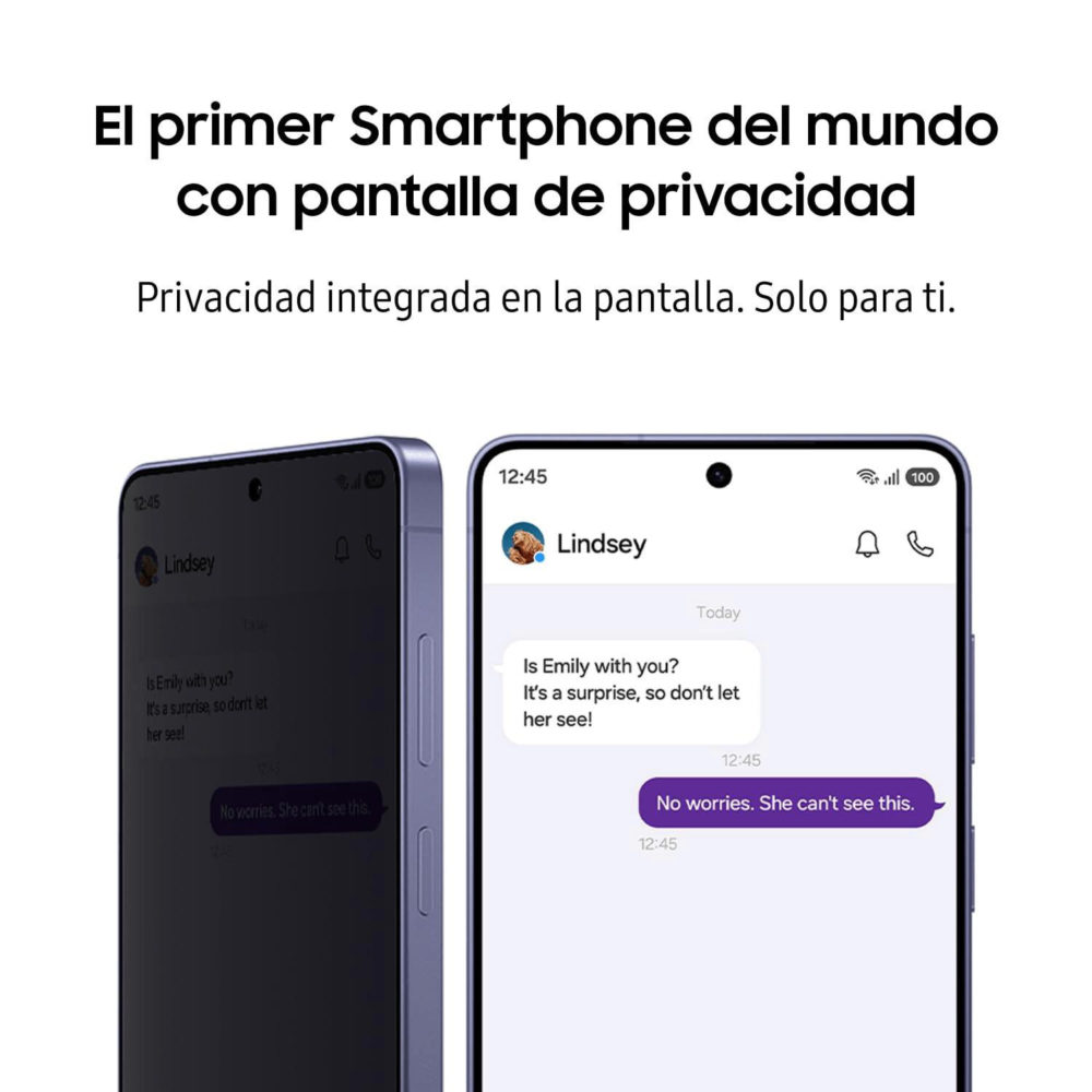 Privacy Display: La función del Galaxy S26 Ultra que podrían copiar otros fabricantes Smartphone con pantalla de privacidad mostrando mensaje privado y protegido. Innovación en tecnología móvil.