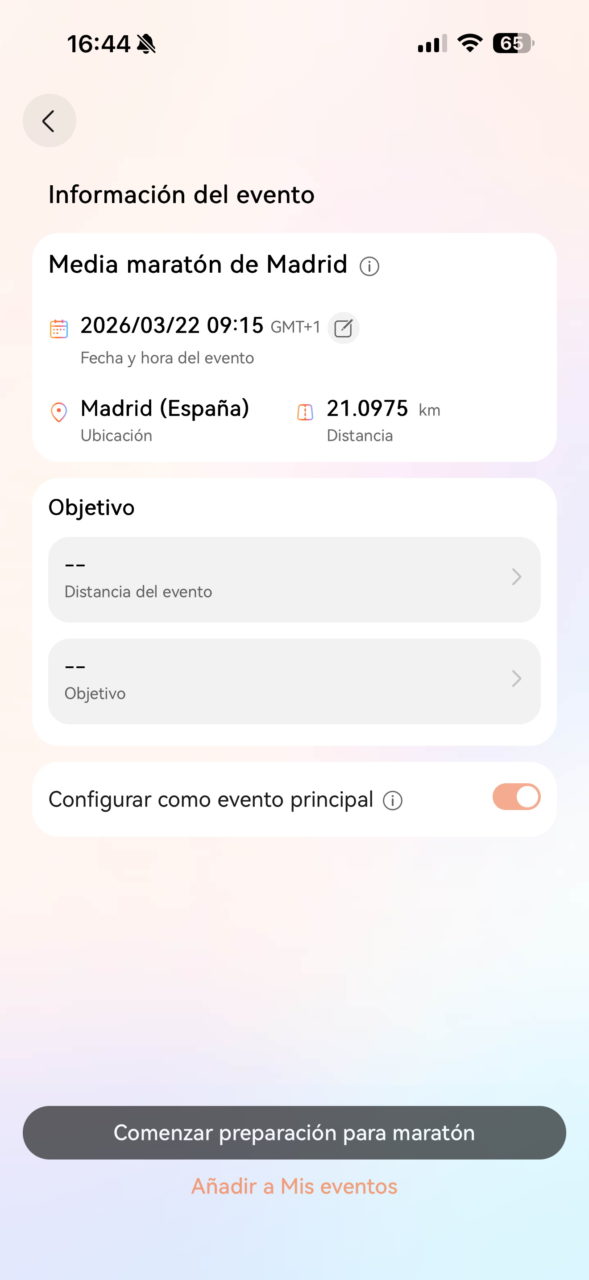 Información del evento Media Maratón de Madrid 2026, distancia 21 km, lugar: Madrid, España.