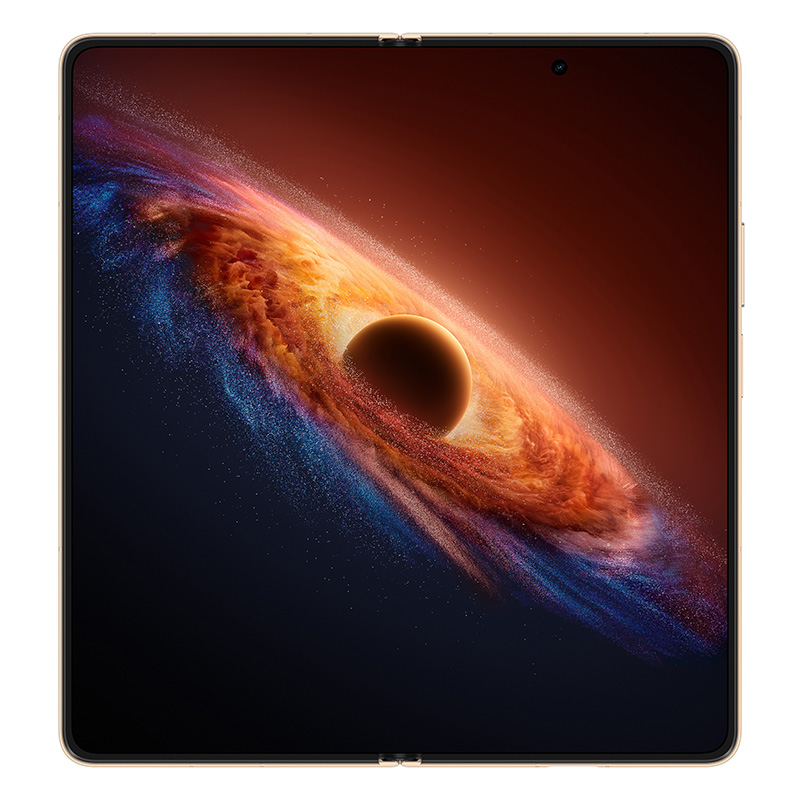 Render del espacio mostrando un planeta rodeado de un disco de polvo cósmico brillante en colores rojo y azul.