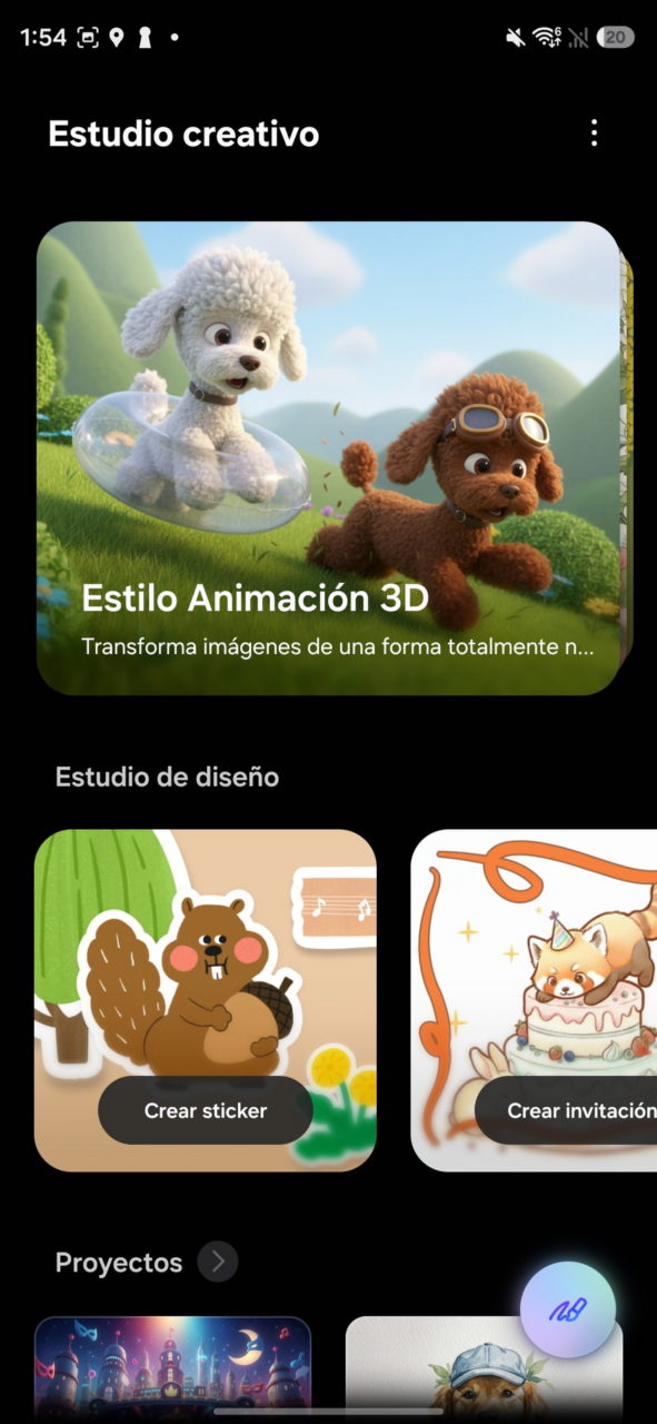 Perros animados 3D jugando en un prado, opción de creación de stickers e invitaciones dentro de un estudio creativo.
