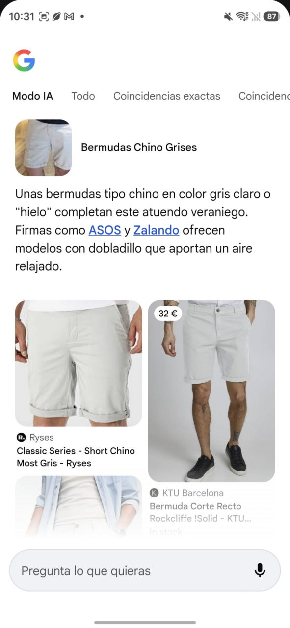 Bermudas chino grises claro tipo hielo con dobladillo, opción veraniega, vista en tiendas ASOS y Zalando.