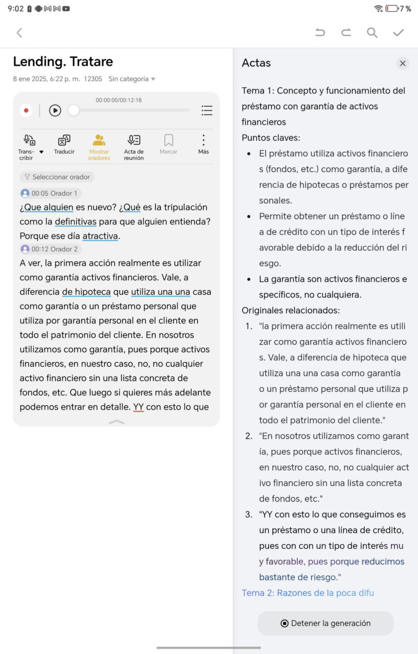 Texto de una transcripción sobre préstamos con garantía de activos financieros y sus ventajas.
