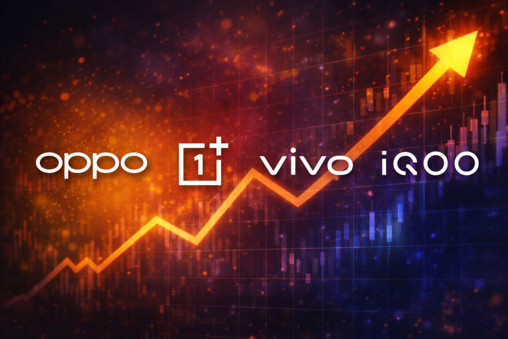 Comprar móvil será más caro: Oppo, OnePlus, Vivo e iQoo anuncian aumentos de precios Logos de Oppo, OnePlus, Vivo e iQOO con gráfico ascendente, simbolizando crecimiento en el mercado tecnológico.