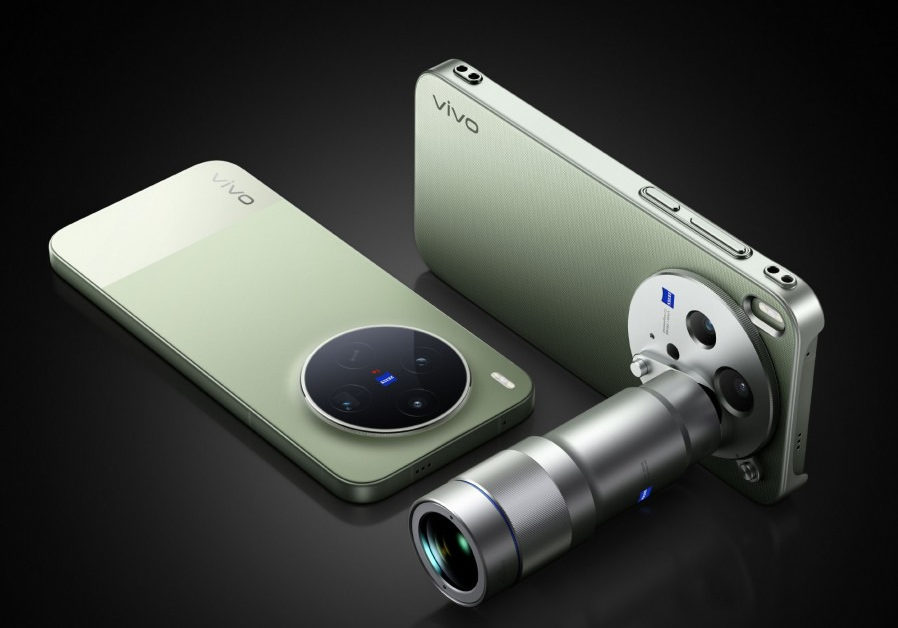 Smartphones Vivo X300s en verde con módulo de cámara Zeiss, diseño moderno y enfoque avanzado.