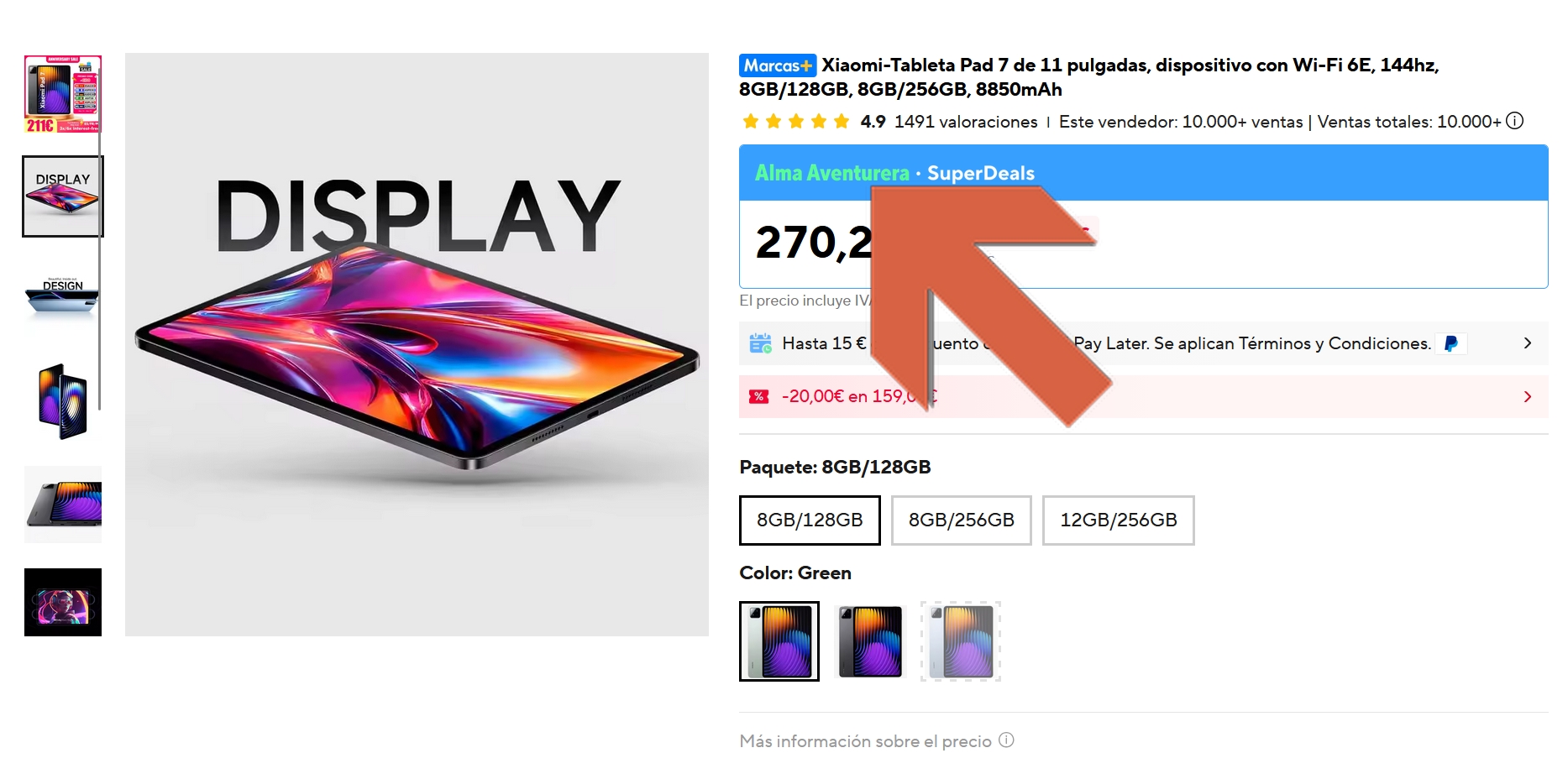 Tablet Xiaomi Pad 7 de 11, 8GB/128GB, Wi-Fi 6E, pantalla 144hz, precio especial en oferta.