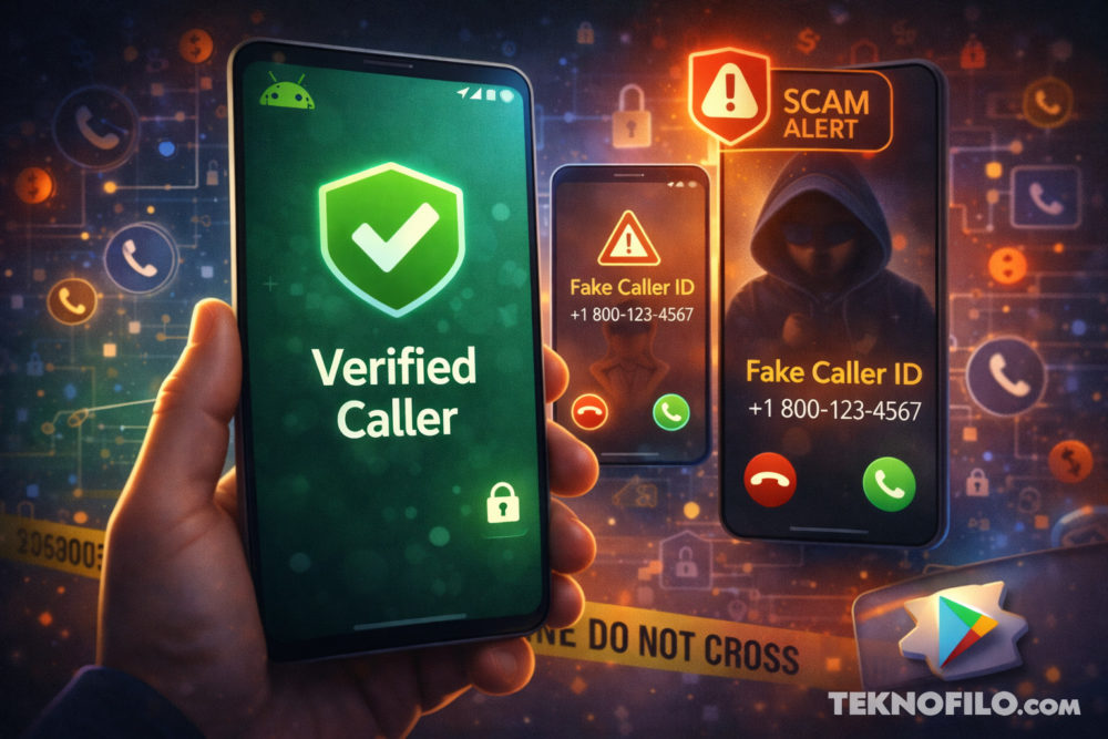 Google prepara una nueva defensa en Android para frenar llamadas fraudulentas Pantalla de teléfono mostrando Verificado y alertas de llamadas falsas y estafas. Seguridad móvil.