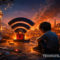 37 días sin Internet: El apagón digital de Irán ya es el más largo del mundo Niño sentado frente a símbolo de Wi-Fi con candado en ciudad nocturna, reflejando restricciones digitales.