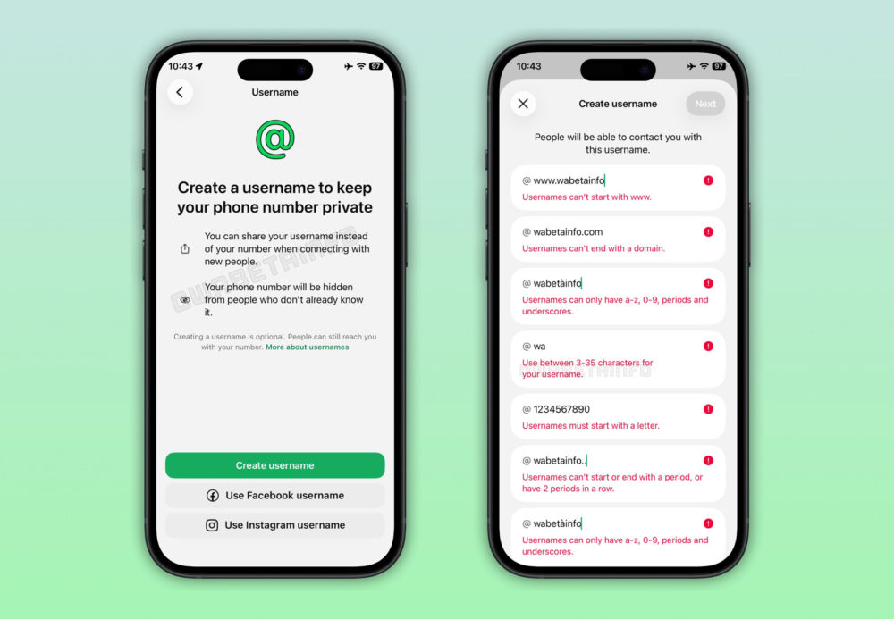 WhatsApp comienza a activar los nombres de usuario: Así funcionará la alternativa a dar el número de teléfono Pantalla de configuración de nombre de usuario en aplicación móvil, mostrando errores comunes al crear un nombre.