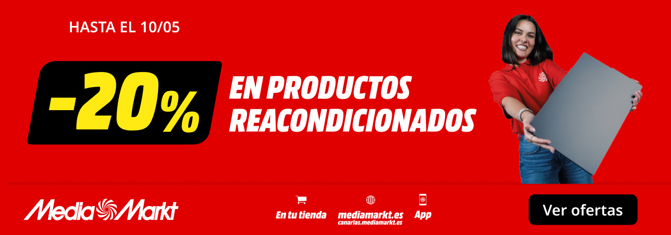 Descuento del 20% en productos reacondicionados hasta el 10/05 en MediaMarkt. Ver ofertas disponibles.