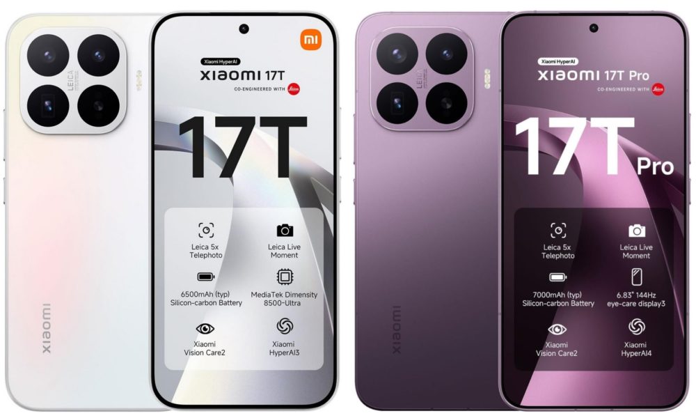 Xiaomi 17T y 17T Pro ya tienen fecha: cámaras Leica, hasta 7.000 mAh y carga de 100W Smartphones Xiaomi 17T y 17T Pro con cámaras Leica, baterías potentes y pantallas de cuidado ocular avanzadas.