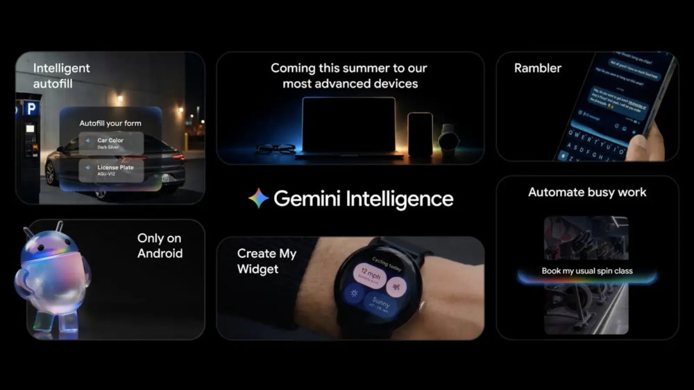Gemini Intelligence llega a Android para automatizar tareas, rellenar formularios y crear widgets Dispositivos con Gemini Intelligence, funciones avanzadas: auto-completar, Android exclusivo y más. Próximamente.