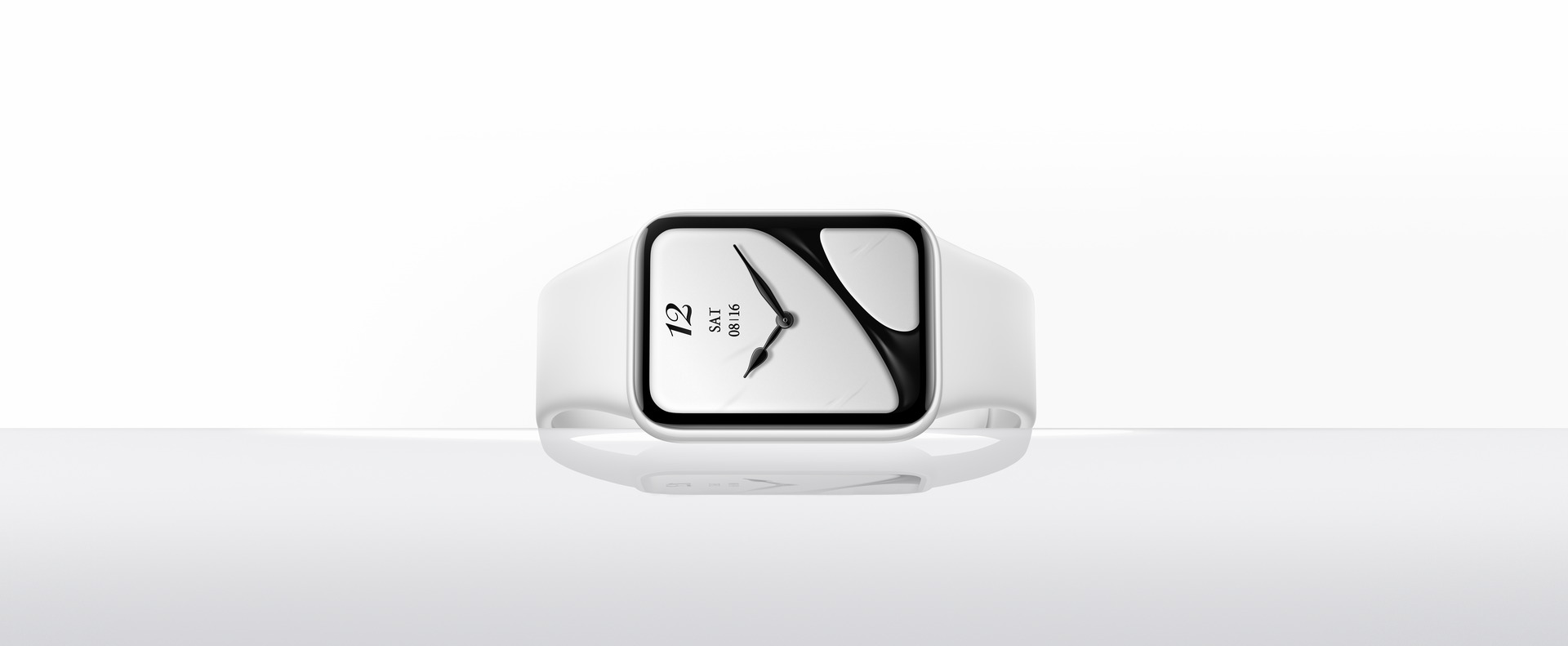 Reloj inteligente con diseño moderno y esfera blanca, resaltando su estética minimalista sobre fondo blanco.