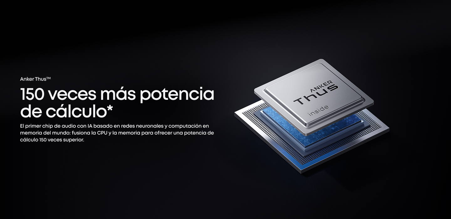Chip Anker Thus con IA, 150 veces más potencia de cálculo, fusión de CPU y memoria para rendimiento superior.