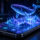 Ballena holográfica 3D sobre teléfono inteligente Samsung con pantalla AMOLED 4K y tecnología de seguimiento ocular.