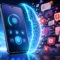 Smartphone con protección de seguridad contra malware y notificaciones, destacando la privacidad y rendimiento de apps.
