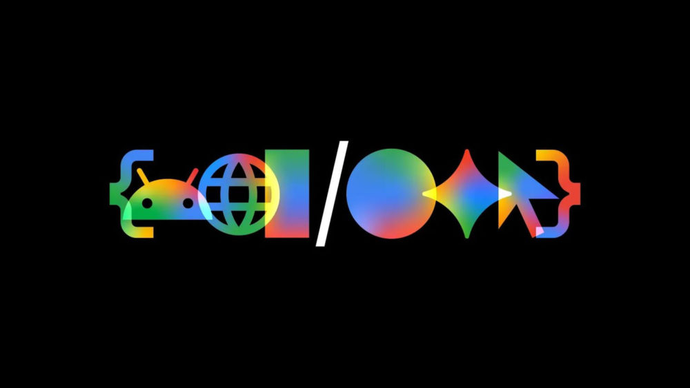 Logotipo colorido con íconos de tecnología y diversidad sobre fondo negro.