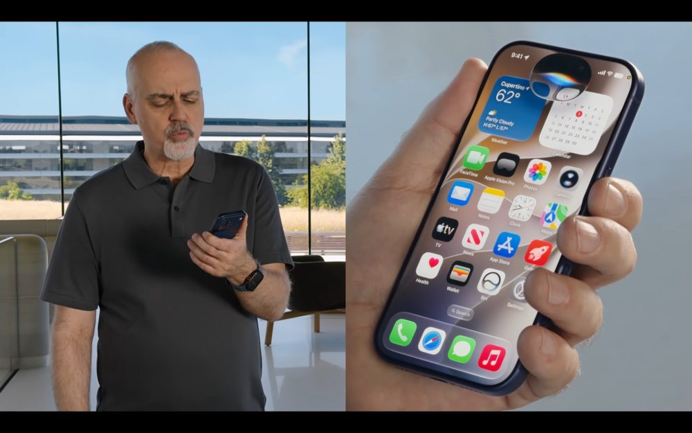 Apple reinventa Siri con inteligencia artificial: así es la nueva Siri AI Usuario revisa un iPhone con íconos de aplicaciones visibles en primer plano, en un entorno moderno y luminoso.